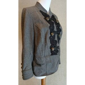 Women's INC International Concepts Military Style Blazer Gray Size Large